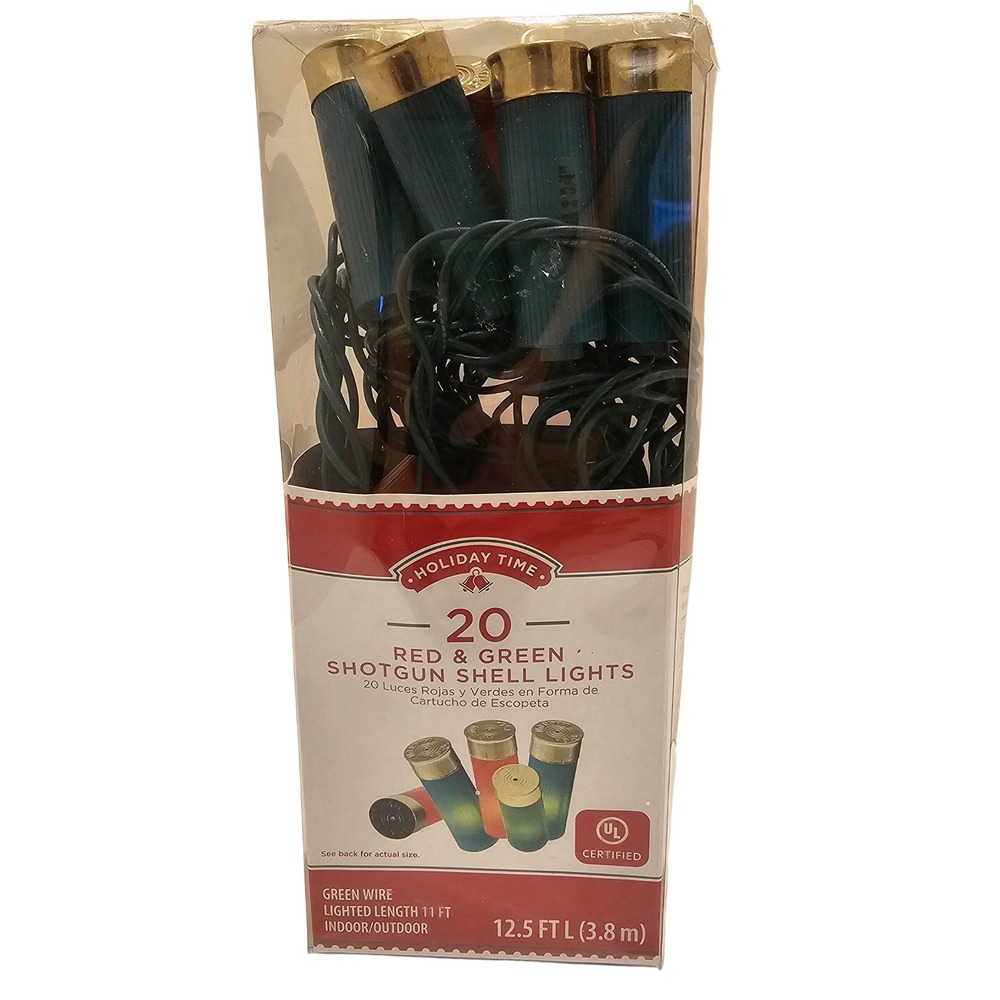 Holiday Time 20 Red and Green Shotgun Shell Lights 12.5ft 12GA Magnum 66-097 NIB
